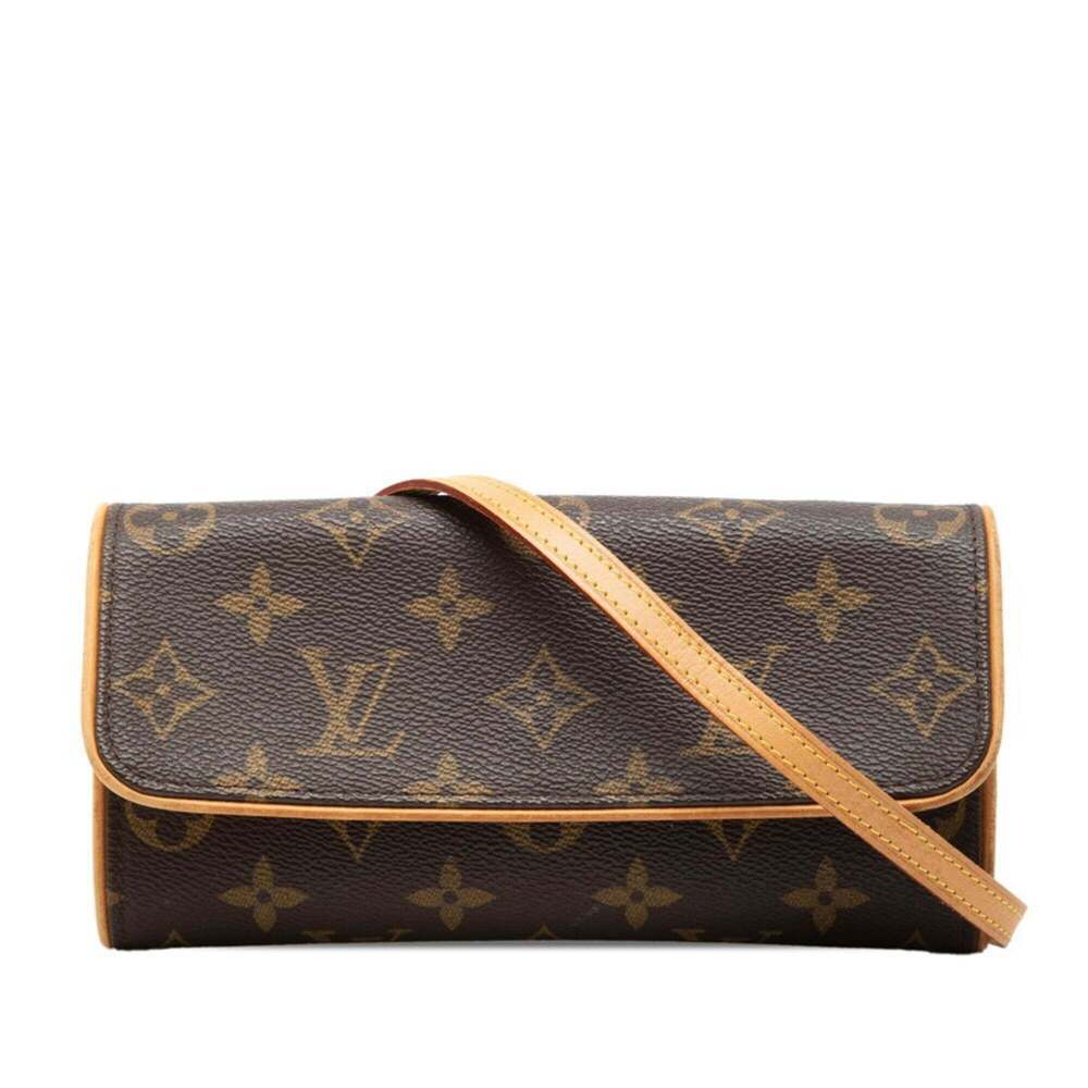 LOUIS VUITTON Brown Monogram Leather Pochette Shoulder Bag